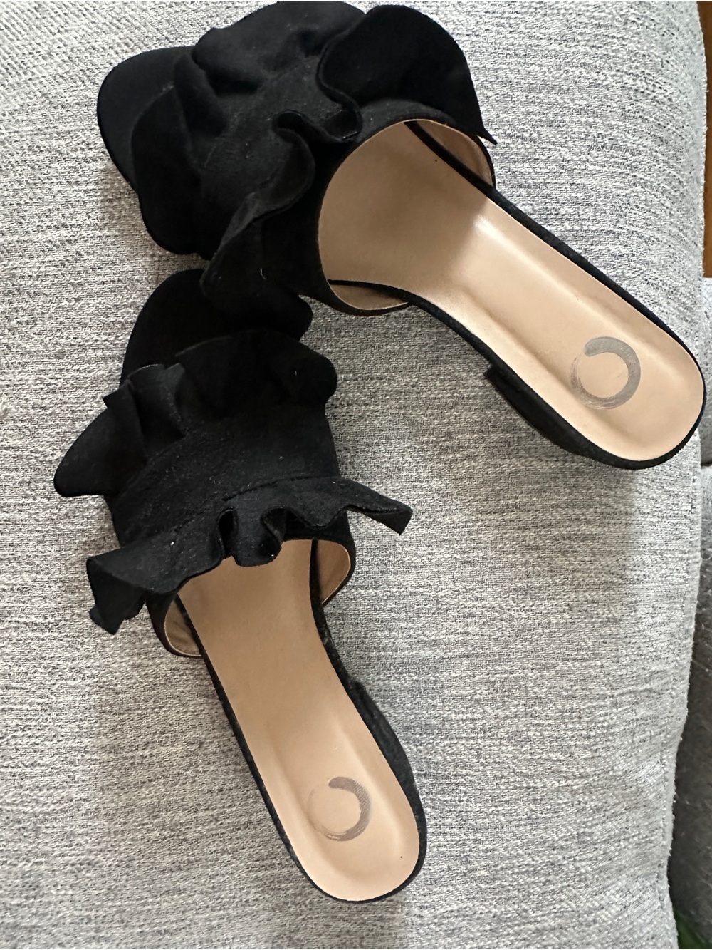 Journee Collection Black Ruffle Slide Mule